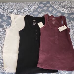 SO Women's Tank Tops - Black, White, Burgundy